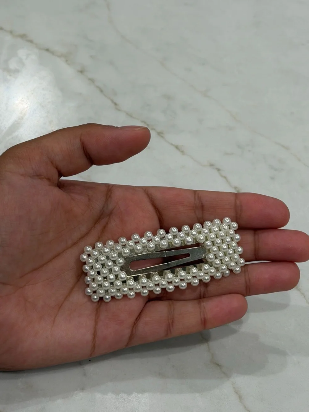 Large Pearl Beaded Rectangle Hair Clip Chic Statement Barrette